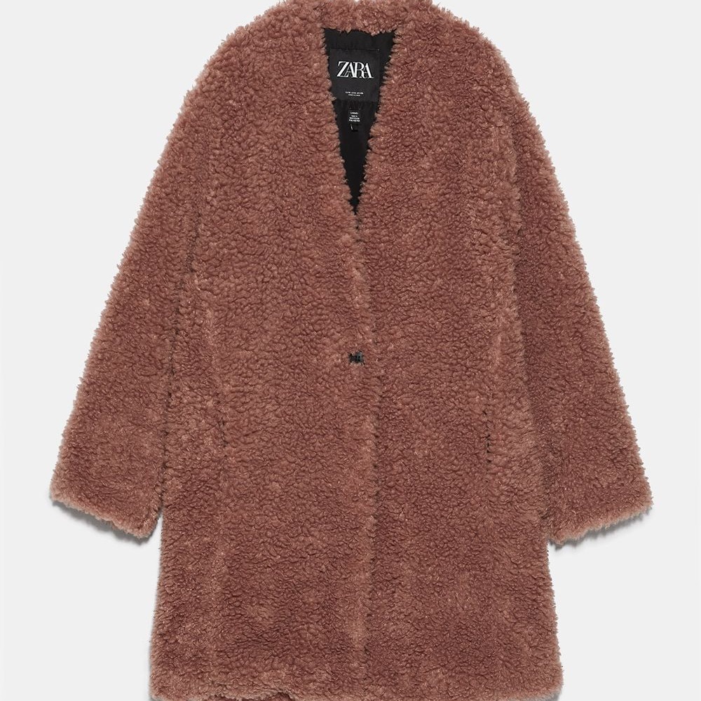 Zara Women's Brown Teddy Coat